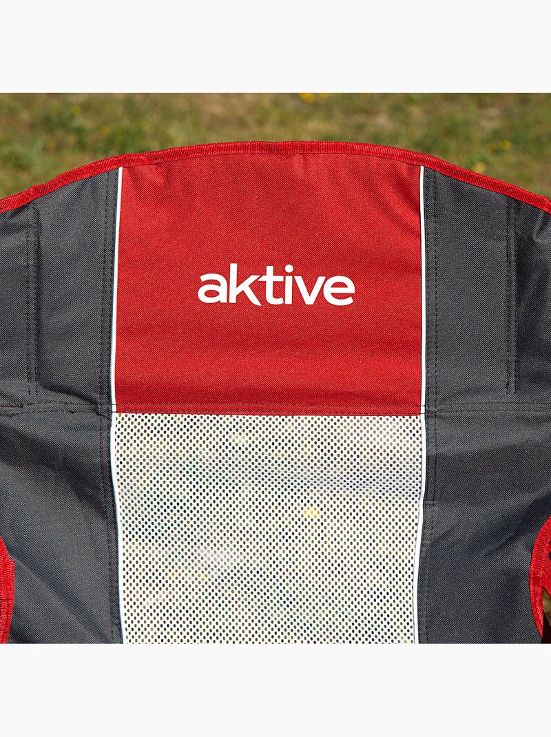 Cadeira de camping dobrável xl com porta-copos aktive Preto Vermelho - Kiabi