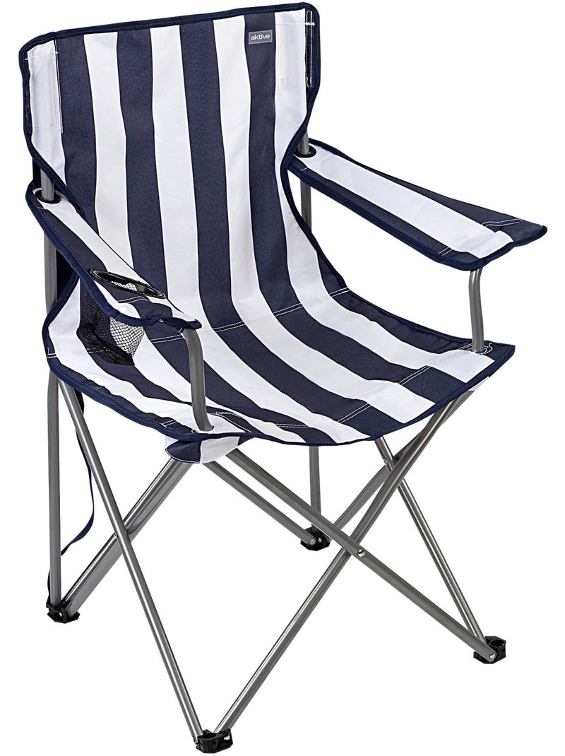 Cadeira de campismo dobrável com porta-copos aktive Azul Branco - Kiabi