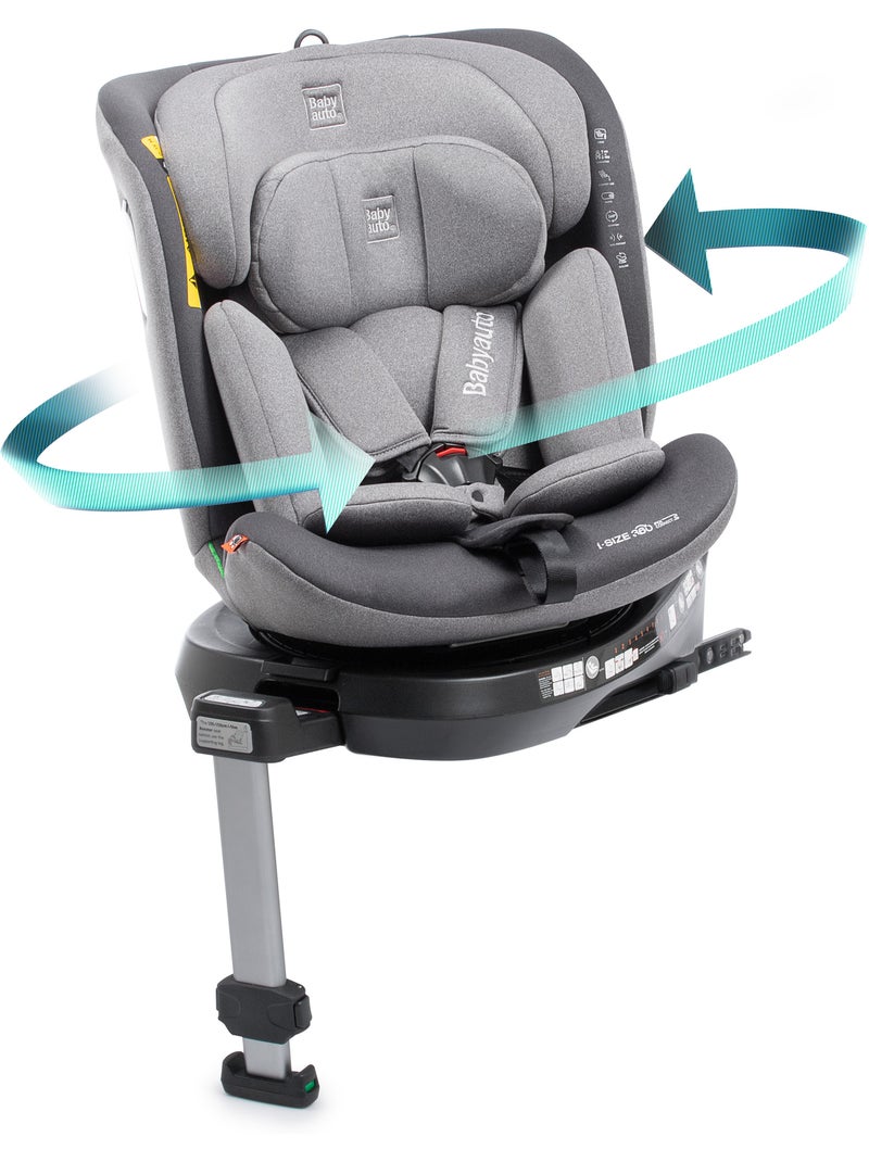 Cadeira de carro Aitana Ifix giratória com pé de apoio 40 - 150 cm Babyauto - GREY ANTHRACITE Cinza escuro - Kiabi