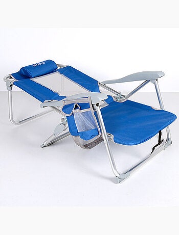Cadeira de praia e espreguiçadeira 7 posições azul com almofada e bolsos aktive}