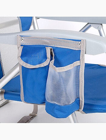 Cadeira de praia e espreguiçadeira 7 posições azul com almofada e bolsos aktive}