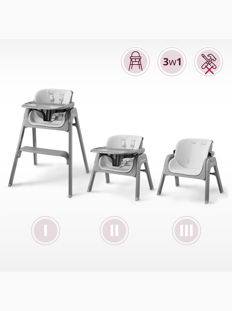 Cadeira de refeição evolutiva 3 em 1 moby-system noxi desde 6 meses Cinza - Kiabi