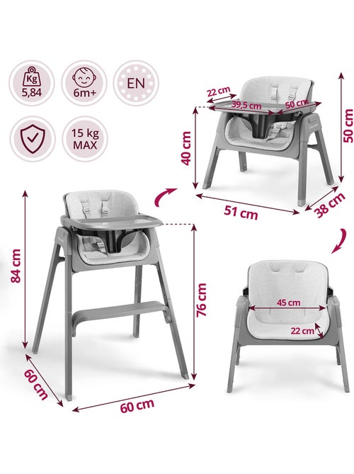 Cadeira de refeição evolutiva 3 em 1 moby-system noxi desde 6 meses - Kiabi Cadeira de refeição evolutiva 3 em 1 moby-system noxi desde 6 meses - Kiabi