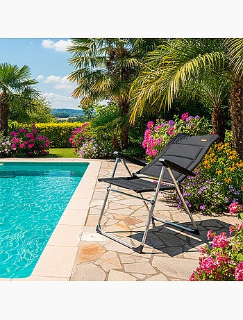 Cadeira dobrável de jardim acolchoada de luxo com encosto alto multiposições aktive