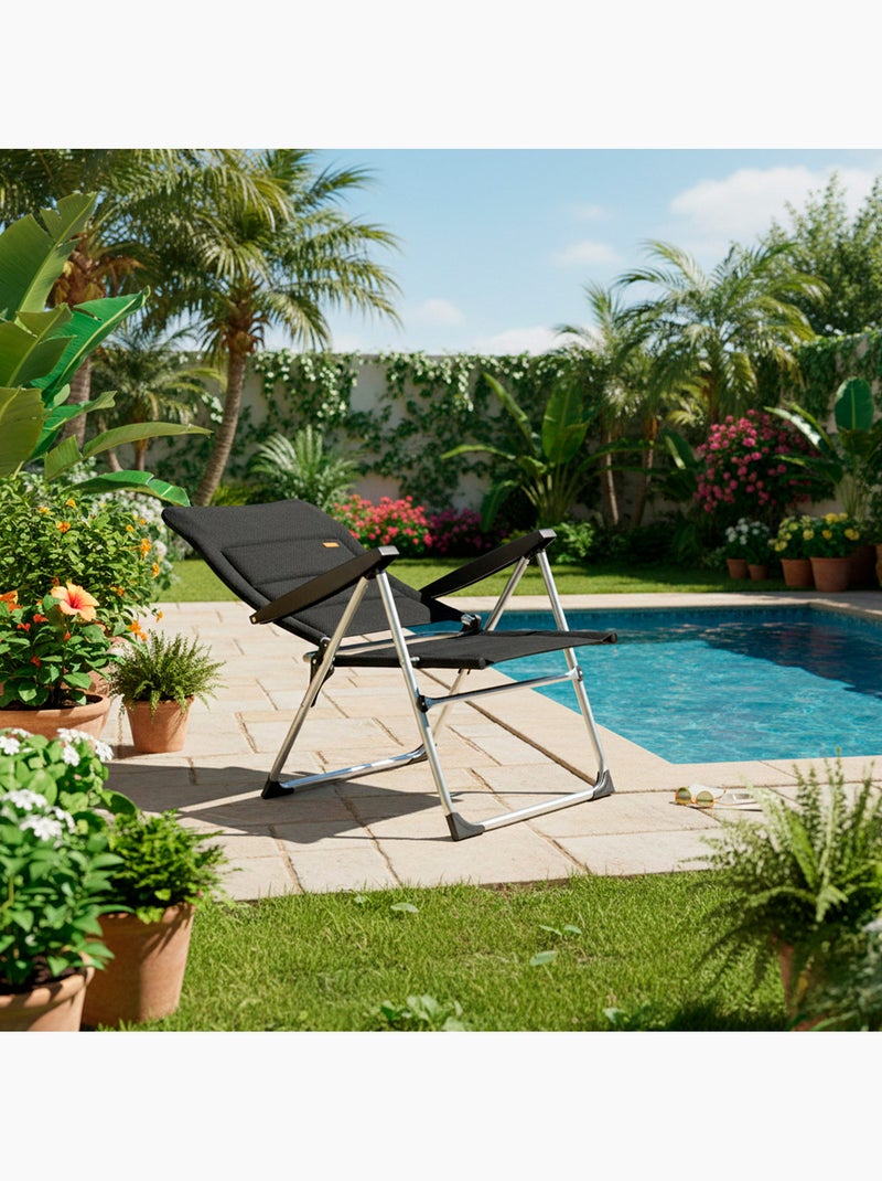 Cadeira dobrável de jardim acolchoada de luxo multiposição aktive Preto - Kiabi