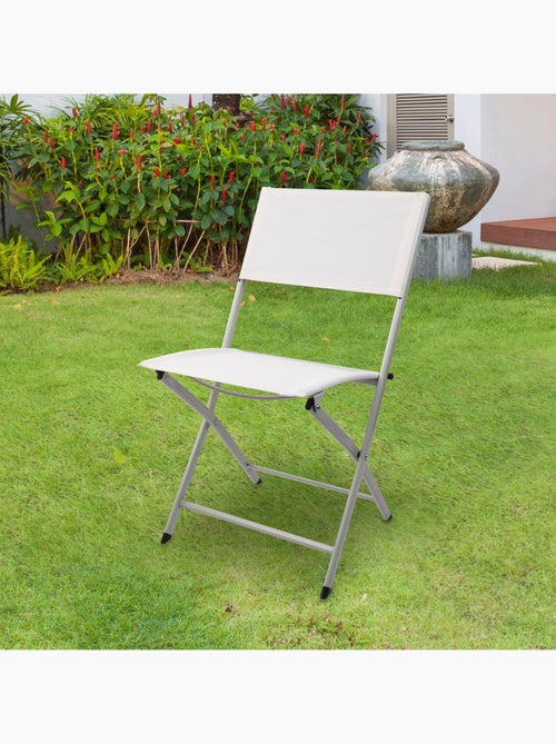 Cadeira dobrável de jardim de tecido reforçado branco aktive - Kiabi