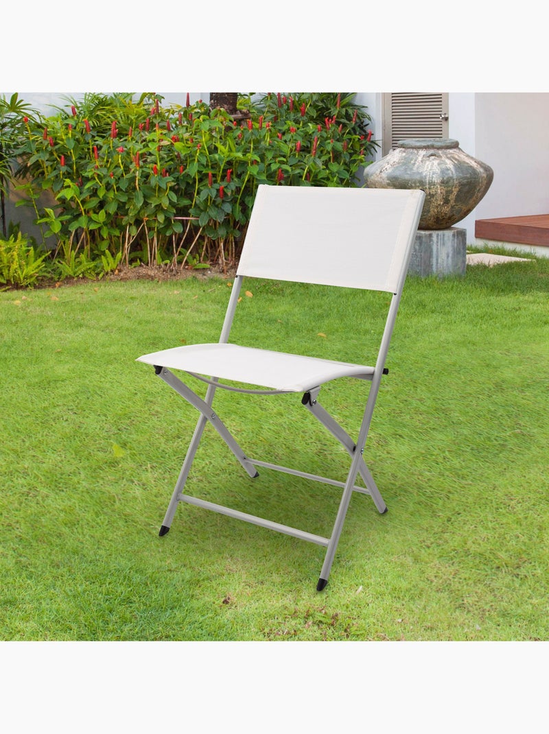 Cadeira dobrável de jardim de tecido reforçado branco aktive Branco - Kiabi