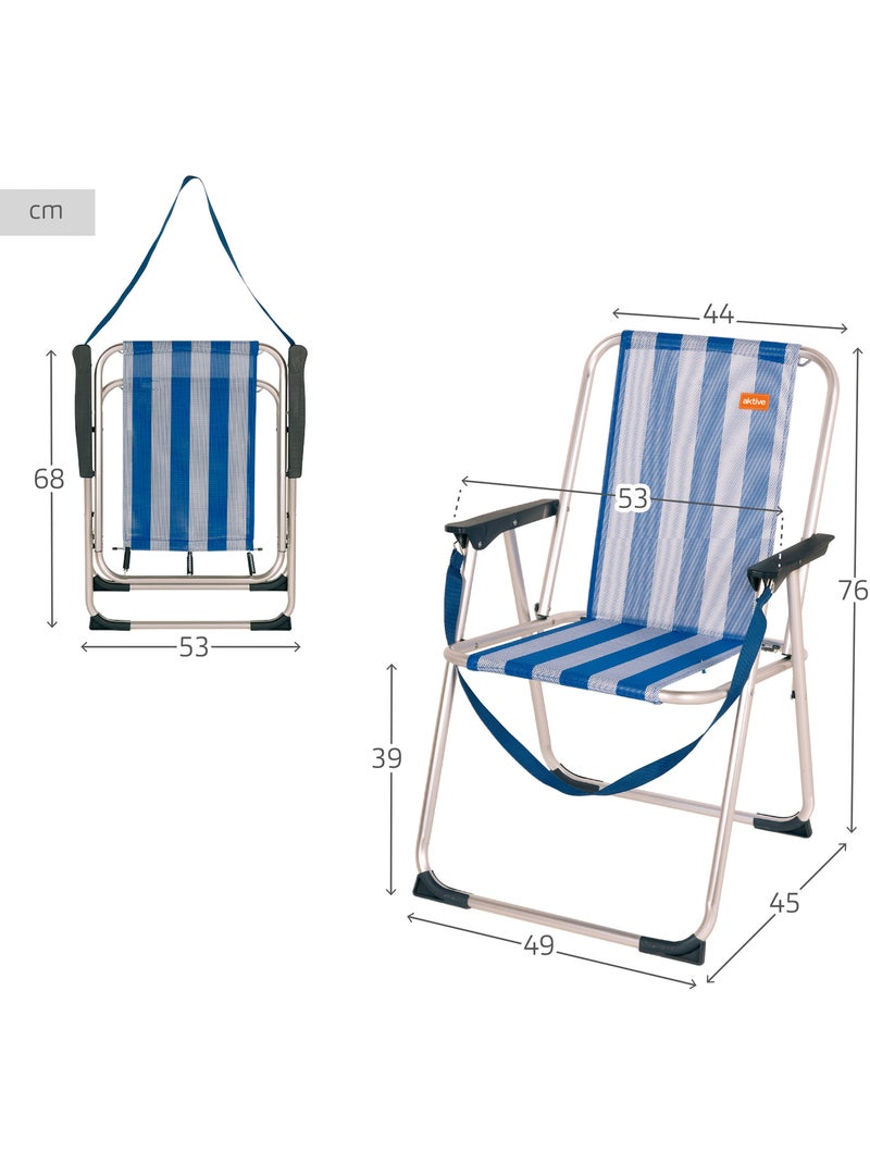 Cadeira dobrável fixa 44x45x76 cm alumínio marinho aktive} Azul Branco - Kiabi