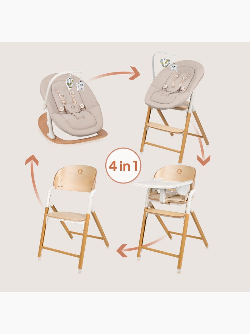 Cadeira Evolutiva 4em1 LIONELO Celia Set - Espreguiçadeira - Até 110 kg - Regulável Madeira natural - Kiabi
