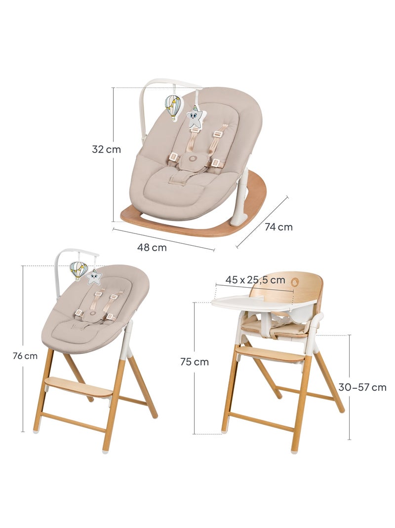 Cadeira Evolutiva 4em1 LIONELO Celia Set - Espreguiçadeira - Até 110 kg - Regulável Madeira natural - Kiabi