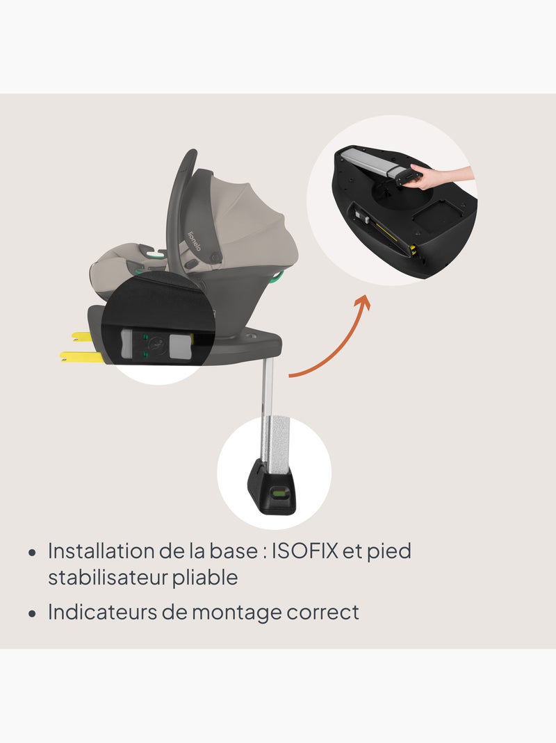 Cadeirinha de bebé com base isofix 180° - astrid i-size - premiada pelo adac - cadeira auto 40-87cm Bege escuro - Kiabi