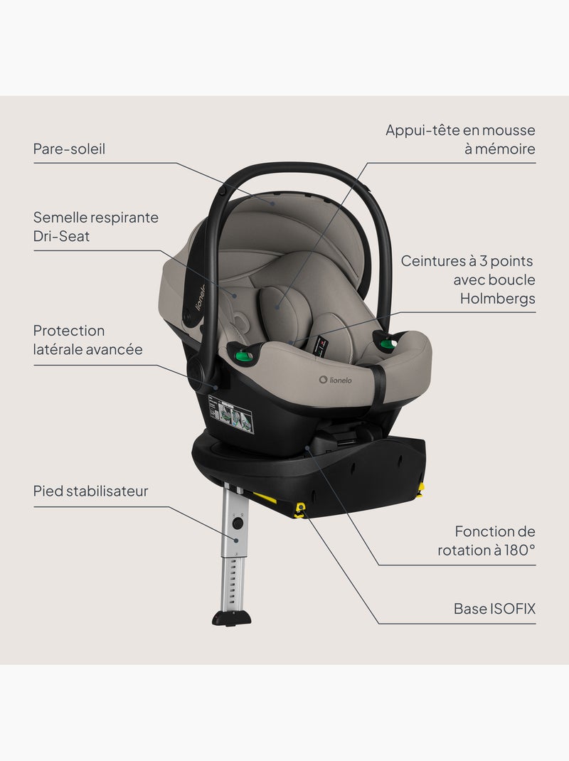 Cadeirinha de bebé com base isofix 180° - astrid i-size - premiada pelo adac - cadeira auto 40-87cm Bege escuro - Kiabi