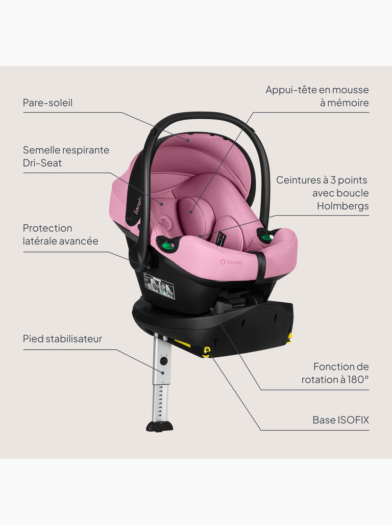 Cadeirinha de bebé com base isofix 180° - astrid i-size - premiada pelo adac - cadeira auto 40-87cm Rosa - Kiabi