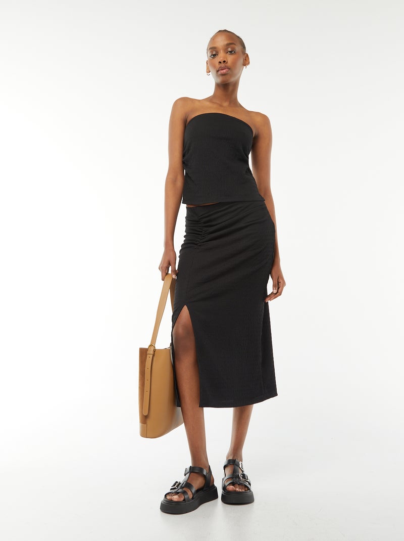 Caicai liso em material crepe Preto - Kiabi