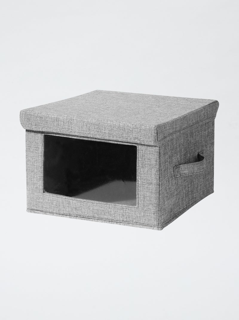 Caixa de arrumação em linho com janela transparente Cinza - Kiabi