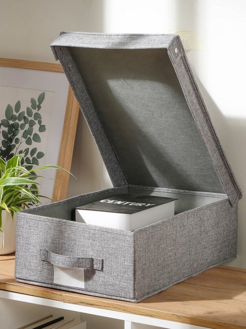Caixa de arrumação em linho com tampa - Kiabi