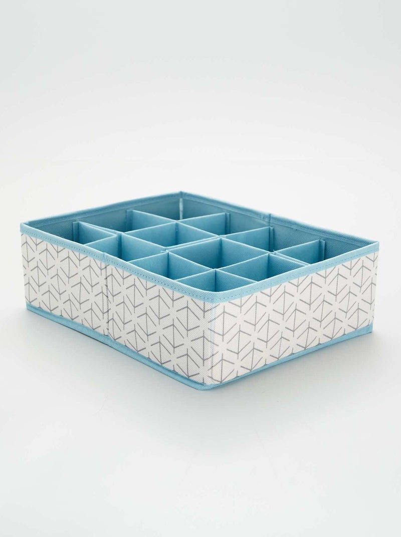 Caixa de arrumação em tecido Branco/ Azul - Kiabi