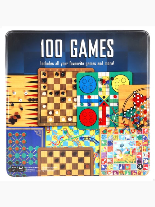 Caixa de metal com 100 jogos de tabuleiro para maiores de 6 anos cb games - Kiabi