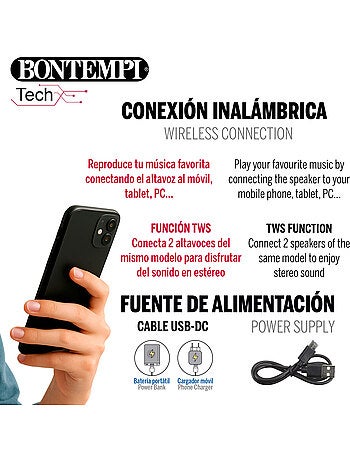 Caixa de som de karaokê 180w sem fio com 1 microfone bontempi