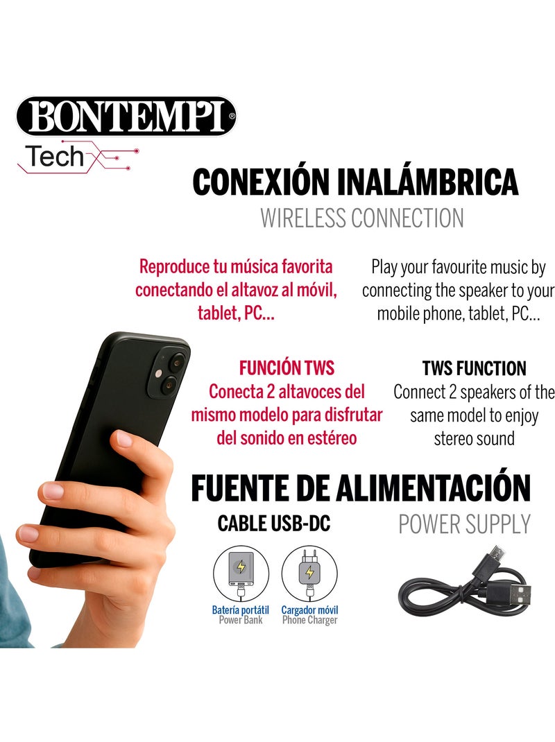 Caixa de som de karaokê 180w sem fio com 1 microfone bontempi N/D - Kiabi
