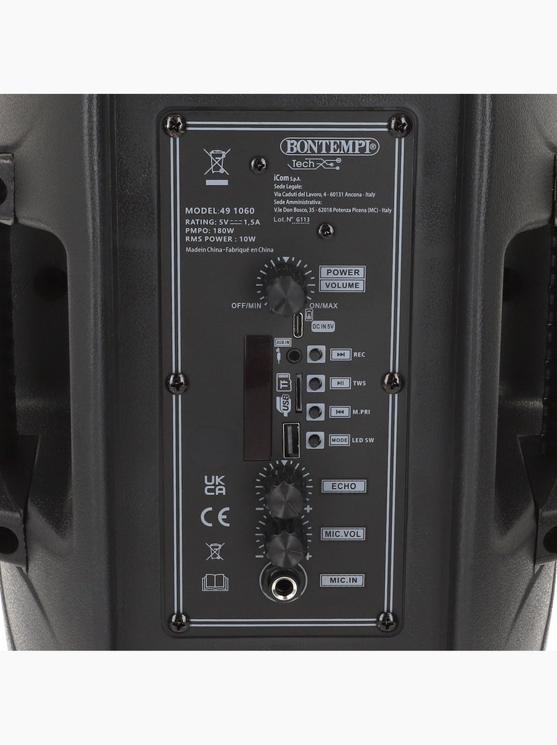 Caixa de som de karaokê 180w sem fio com 1 microfone bontempi N/D - Kiabi