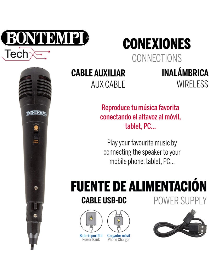 Caixa de som sem fio 160w com microfone e luzes bontempi N/D - Kiabi