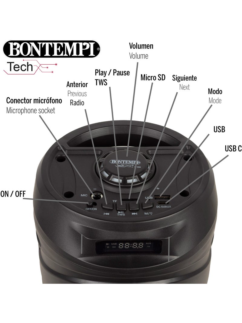 Caixa de som sem fio 160w com microfone e luzes bontempi N/D - Kiabi