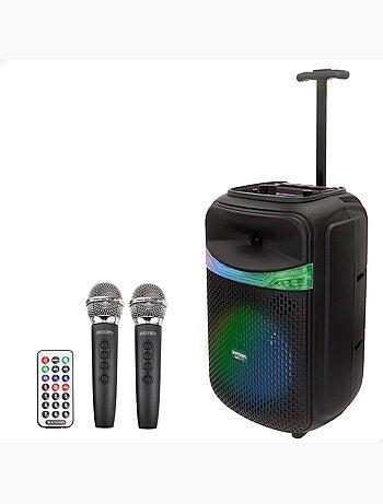 Caixa de som sem fio 220w com karaokê e 2 microfones 27x25x40 cm bontempi