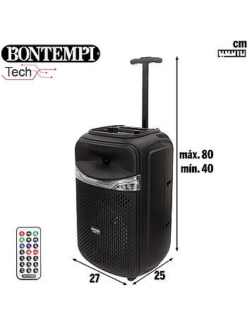 Caixa de som sem fio 220w com karaokê e 2 microfones 27x25x40 cm bontempi