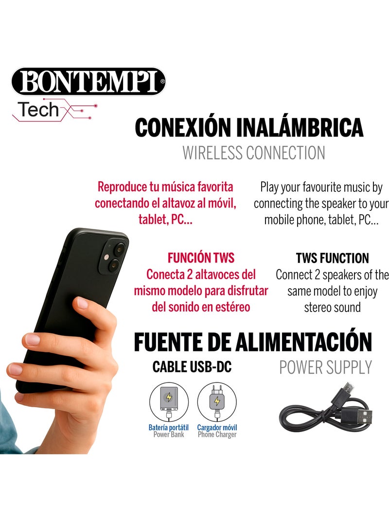 Caixa de som sem fio 220w com karaokê e 2 microfones 27x25x40 cm bontempi N/D - Kiabi