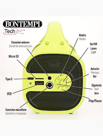 Caixa de som sem fio 80w com karaokê e microfone bontempi