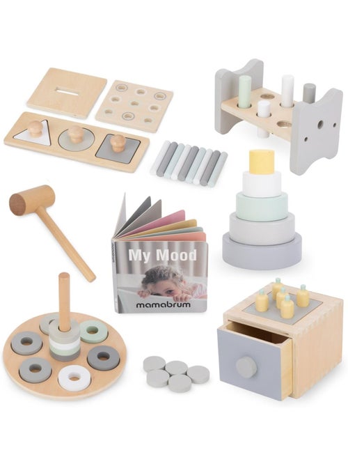 Caixa educativa montessori madeira 6 brinquedos aprendizagem mamabrum - Kiabi Caixa educativa montessori madeira 6 brinquedos aprendizagem mamabrum - Kiabi
