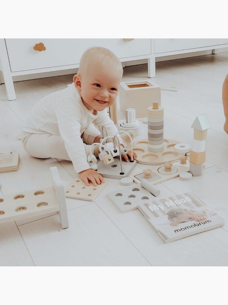 Caixa educativa montessori madeira 6 brinquedos aprendizagem mamabrum N/D - Kiabi