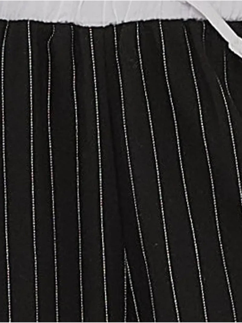 Calça às riscas com cós elástico Preto - Kiabi