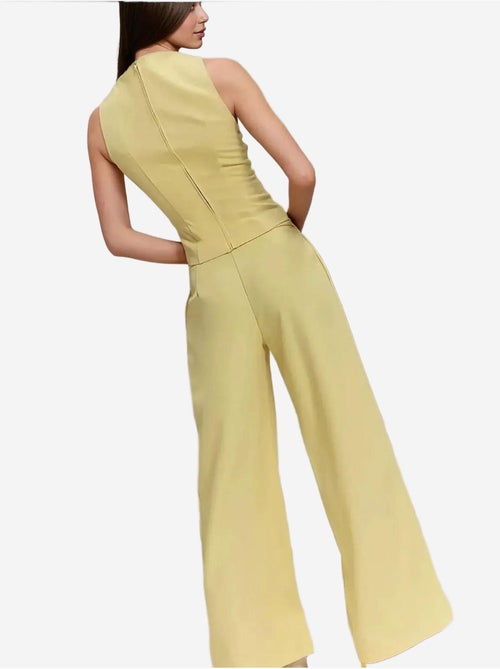 Calça comprida plissada de perna larga - Kiabi Calça comprida plissada de perna larga - Kiabi