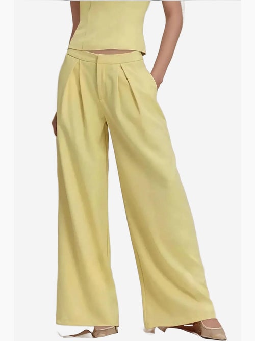 Calça comprida plissada de perna larga hiccup - Kiabi Calça comprida plissada de perna larga hiccup - Kiabi