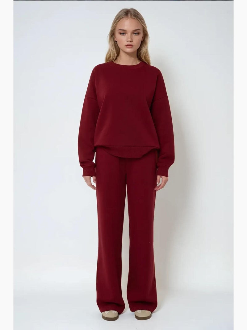 Calça de fato de treino larga com cordão na cintura hiccup Vermelho bordô - Kiabi