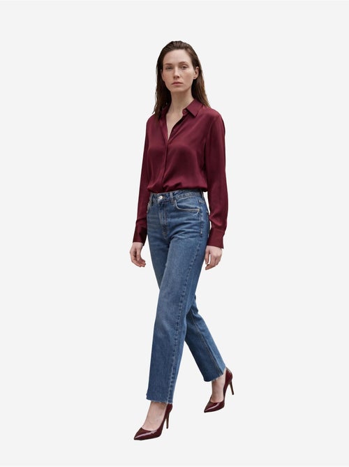 Calça de ganga direita de cintura alta até ao tornozelo com bolsos da my fashion - Kiabi Calça de ganga direita de cintura alta até ao tornozelo com bolsos da my fashion - Kiabi