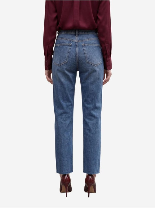 Calça de ganga direita de cintura alta até ao tornozelo com bolsos da my fashion - Kiabi Calça de ganga direita de cintura alta até ao tornozelo com bolsos da my fashion - Kiabi