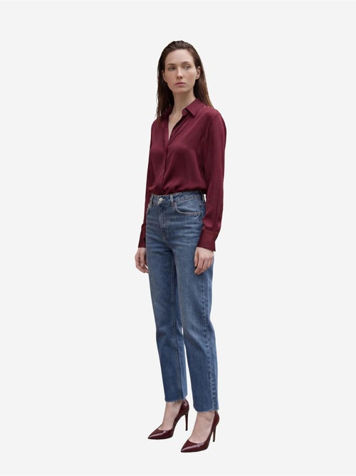 Calça de ganga direita de cintura alta até ao tornozelo com bolsos da my fashion - Kiabi Calça de ganga direita de cintura alta até ao tornozelo com bolsos da my fashion - Kiabi