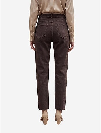 Calça de ganga direita de cintura alta até ao tornozelo com bolsos da my fashion