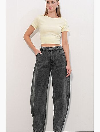 Calça de ganga larga de cintura alta bdart
