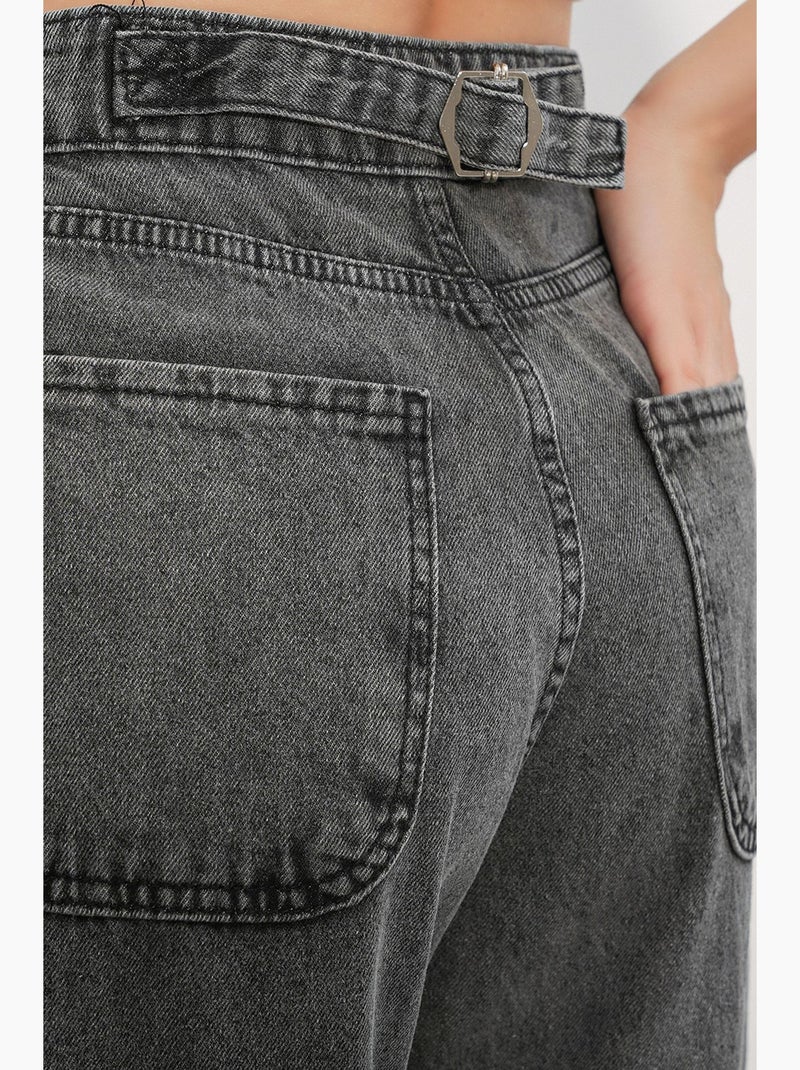Calça de ganga larga de cintura alta bdart Cinza escuro - Kiabi