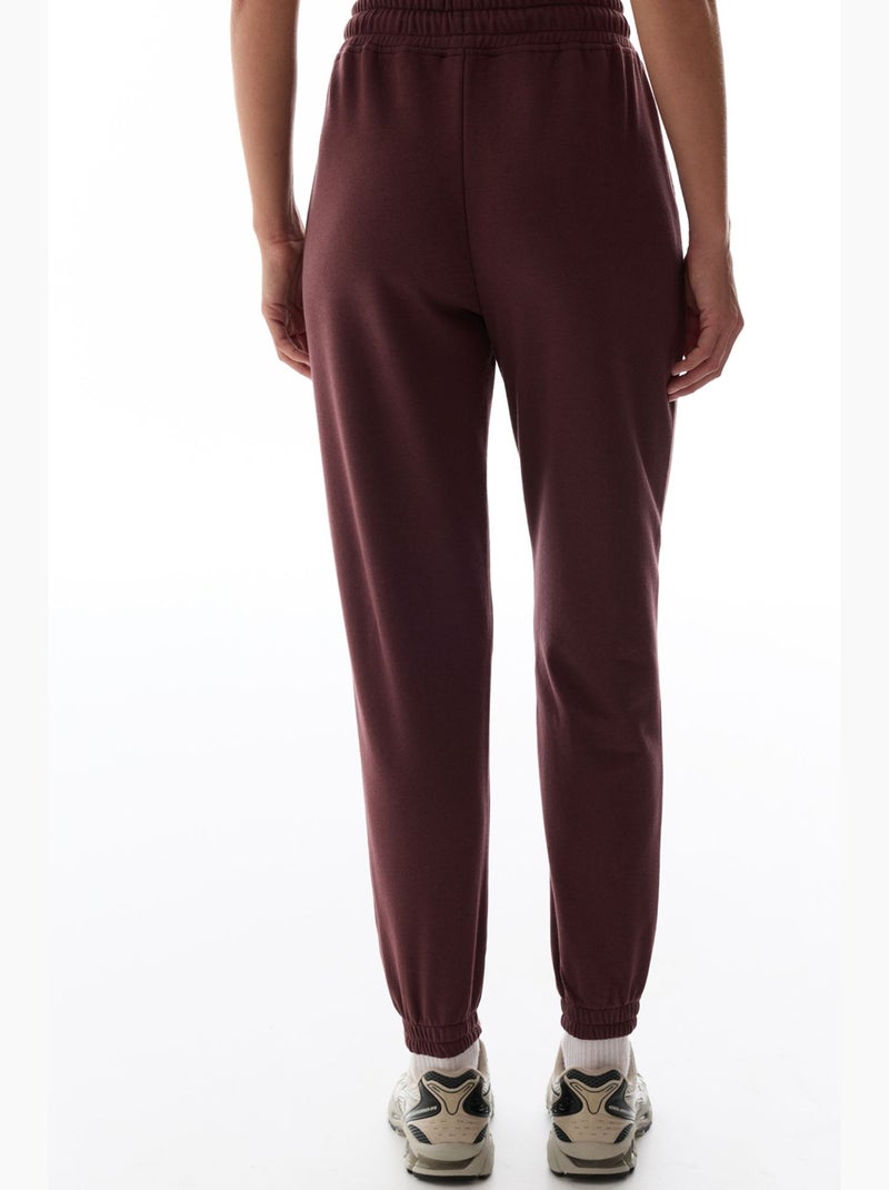 Calça de moletom de cintura alta com barras elásticas penti Vermelho bordô - Kiabi