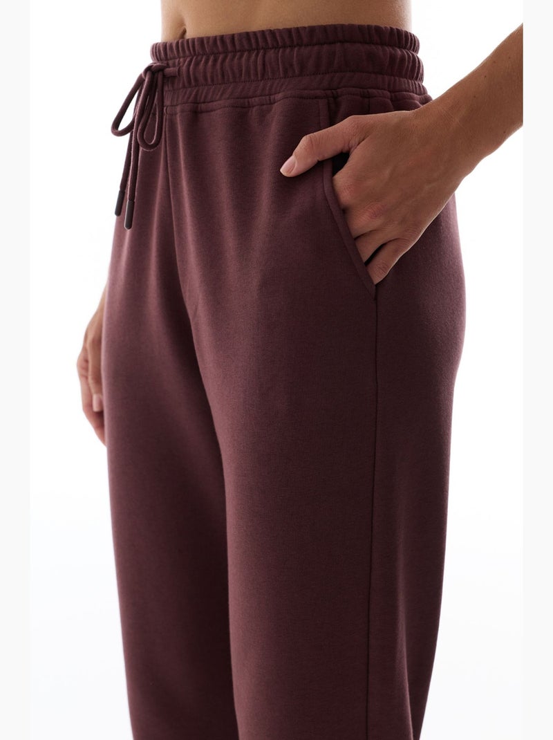 Calça de moletom de cintura alta com barras elásticas penti Vermelho bordô - Kiabi