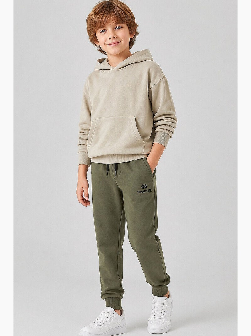 Calça de moletom infantil tommy Preto Cáqui - Kiabi