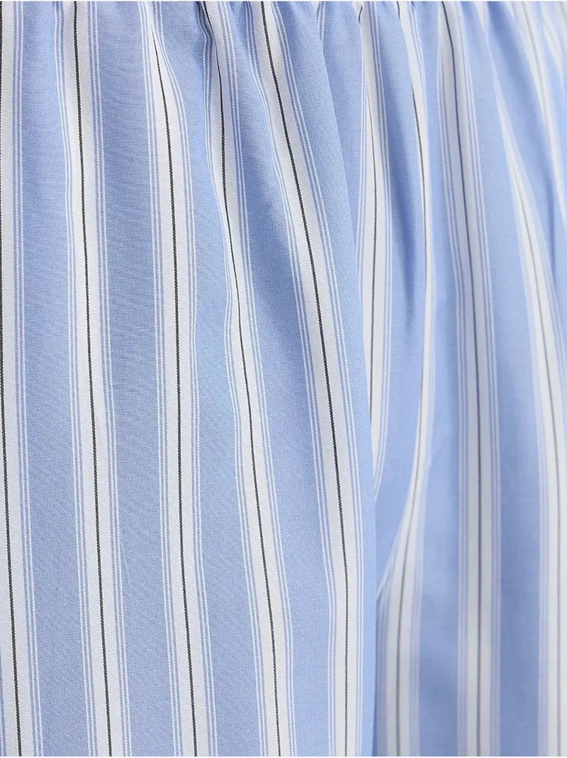 Calça de perna larga às riscas com cós elástico hiccup Azul - Kiabi
