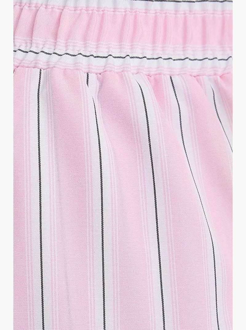 Calça de perna larga às riscas com cós elástico hiccup Rosa - Kiabi