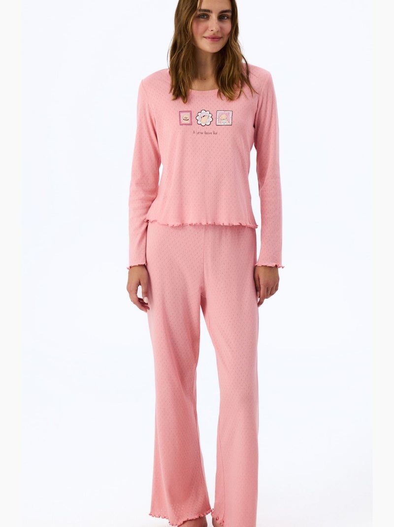 Calça de pijama pointelle penti Rosa velho - Kiabi