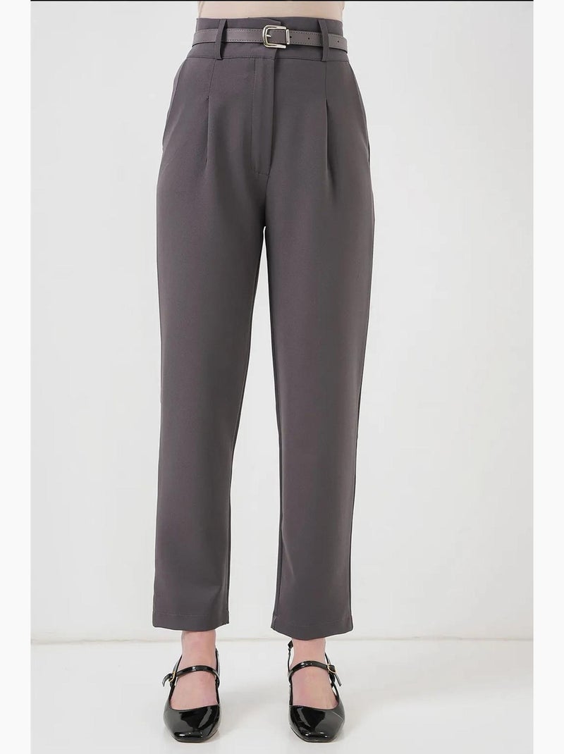Calça de tecido plissada com cinto bdart Cinza-preto - Kiabi